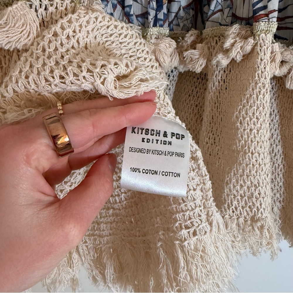 Kitsch & Pop Anthro Boho Tie Front Crochet Layered Long Tunic/Dress Festival S/M - Picture 16 of 16